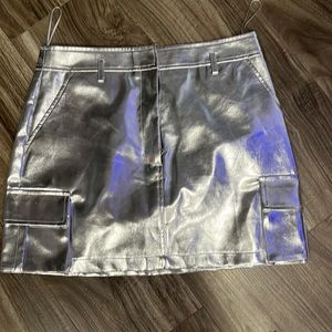 Silver mini skirt